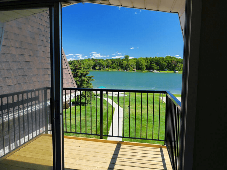 beautiful view of the lake from balcony of ;amberton lake apartment